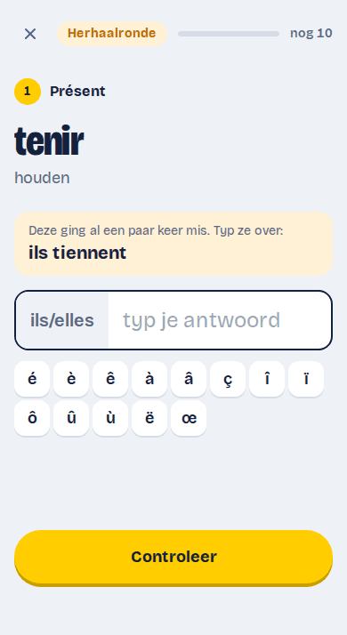 Na drie fouten: typ de vorm over