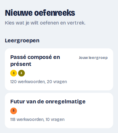 Leergroepen bovenaan bij Oefenen